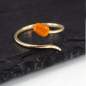 Preview: Sterling Gold Plated Orange Tulip Wrap Ring, Adjustable Enamel Flower Jewelry